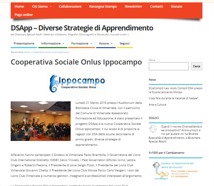 DSApp.it progetto della cooperativa ippocampo